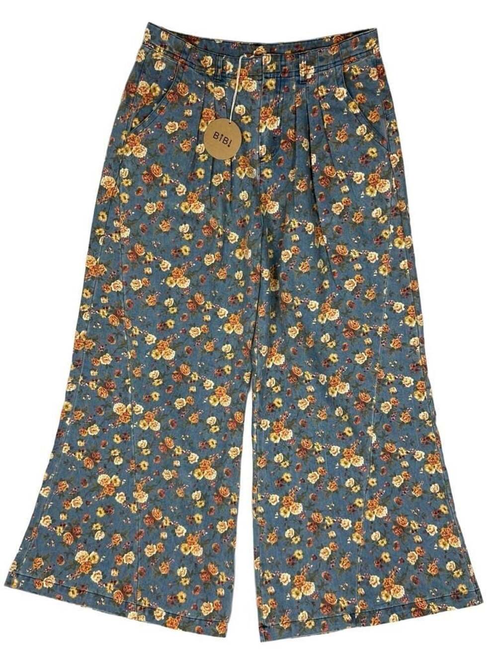 BiBi Washed Floral Print Wide Leg Jeans